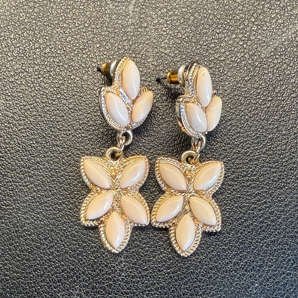 Elegant Pink and Gold Drop Earrings